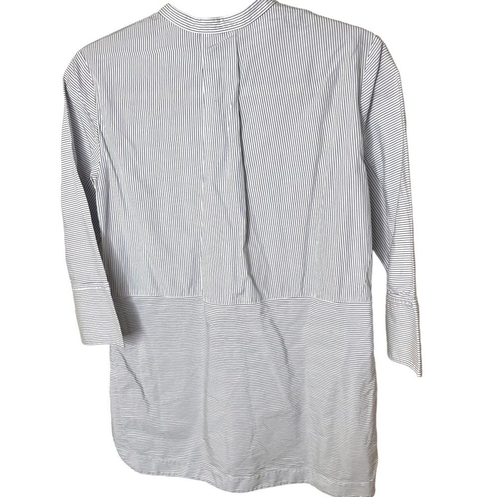 Vince Blue White Pinstripe Cotton Tuxedo Split Hem Tunic Size Extra‎ Extra Small - Picture 2 of 5